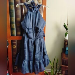 Lulu's Size 8 Navy Blue Halter Dress NwT